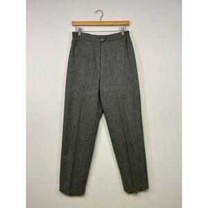 Dark Academia Block Island Petites Women 11/12 Grey 100% Wool High Rise Trousers
